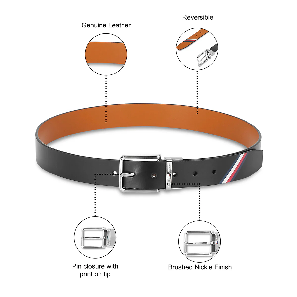 Tommy Hilfiger Benvolio Men's Reversible Leather Belt - Image 4