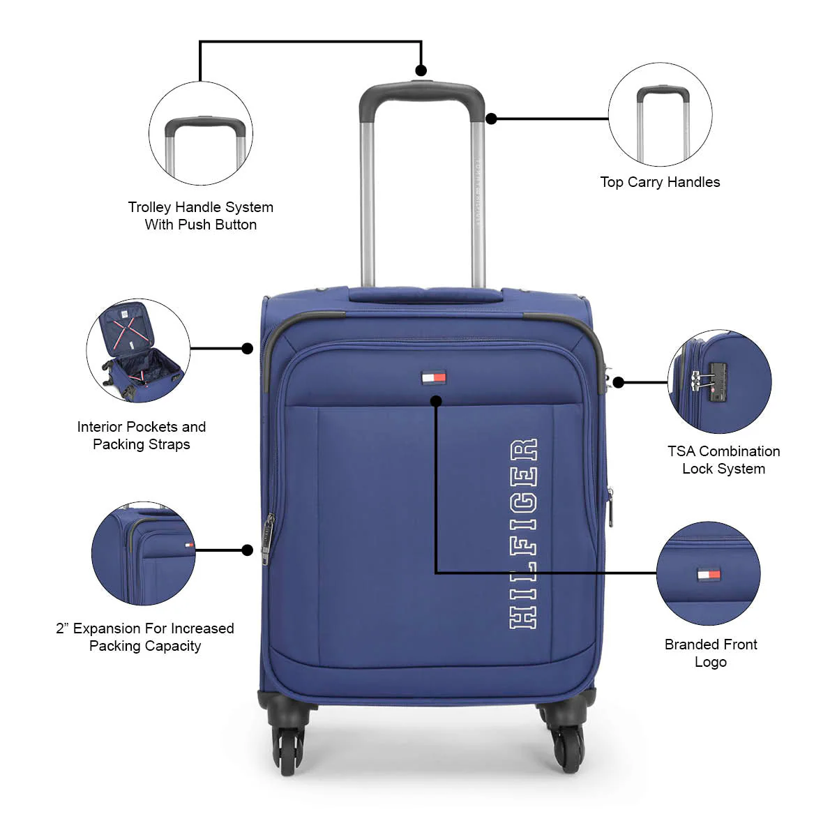 Tommy Hilfiger Bravo Soft Trolley Luggage Bag - Image 4