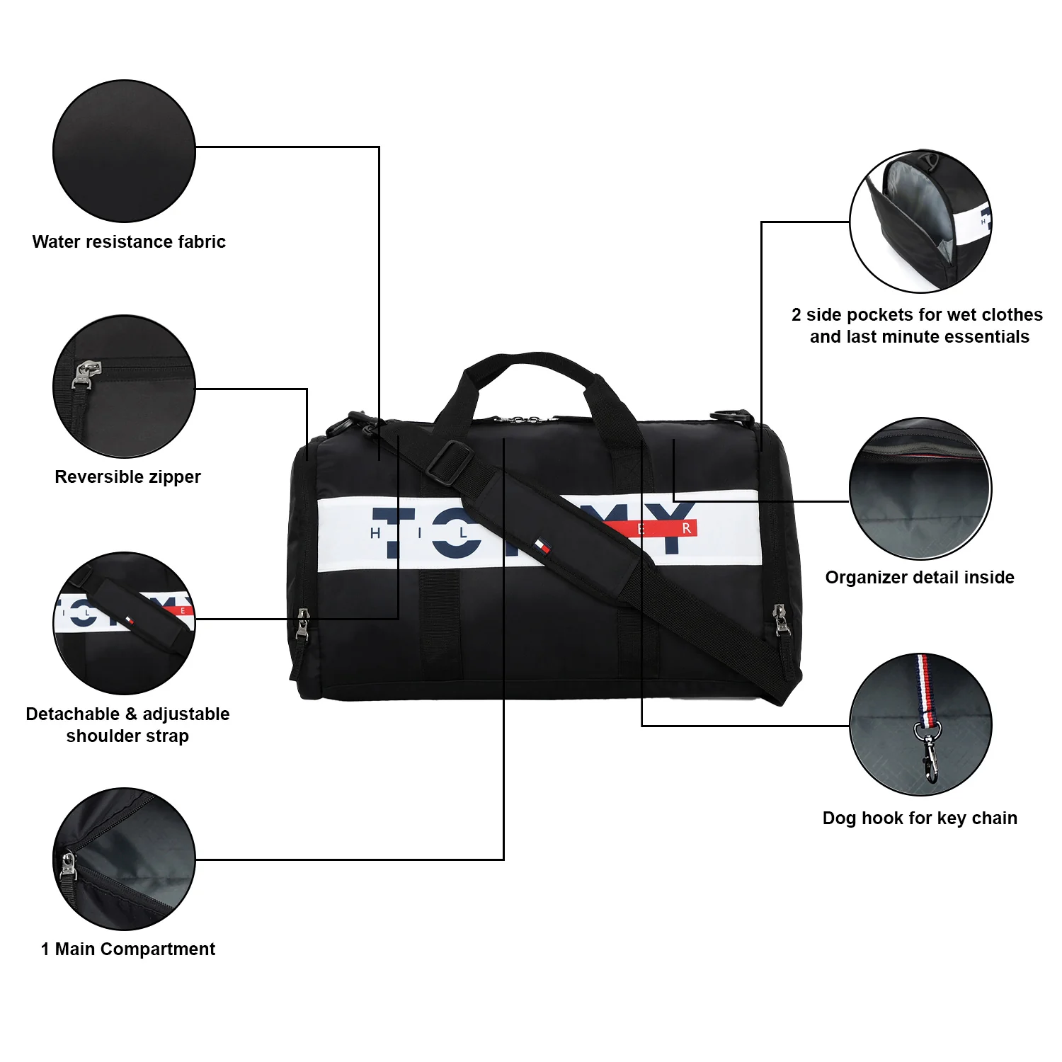 Tommy Hilfiger Callan Unisex Polyester Gym Bag - Image 4