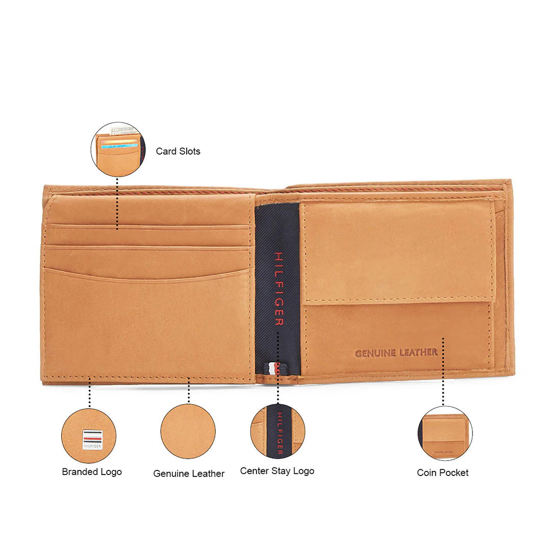 Tommy Hilfiger Grayton Classic Men's Leather slim fold Global Coin Wallet-Brown - Image 11