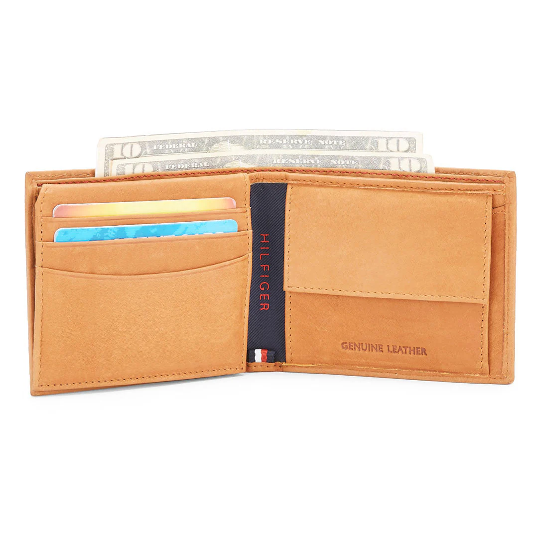 Tommy Hilfiger Grayton Classic Men's Leather slim fold Global Coin Wallet-Brown - Image 14