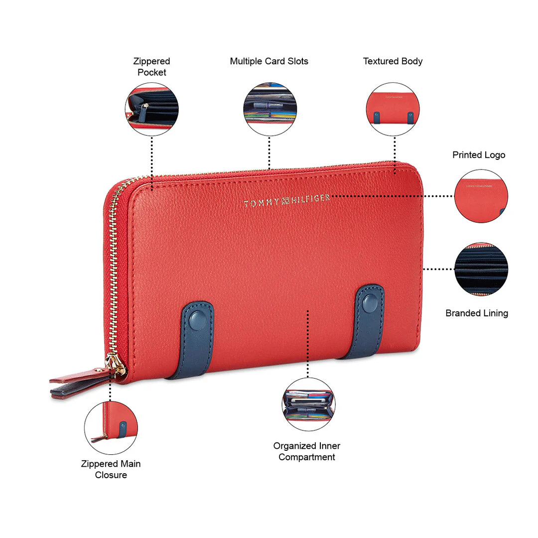 Tommy Hilfiger Omaha Women's Genuine Leather Wallet-Red - Image 4