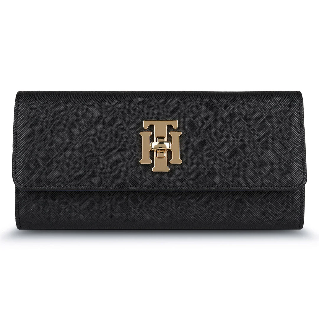 Tommy Hilfiger Paloma Women's Leather Flap Wallet-Black