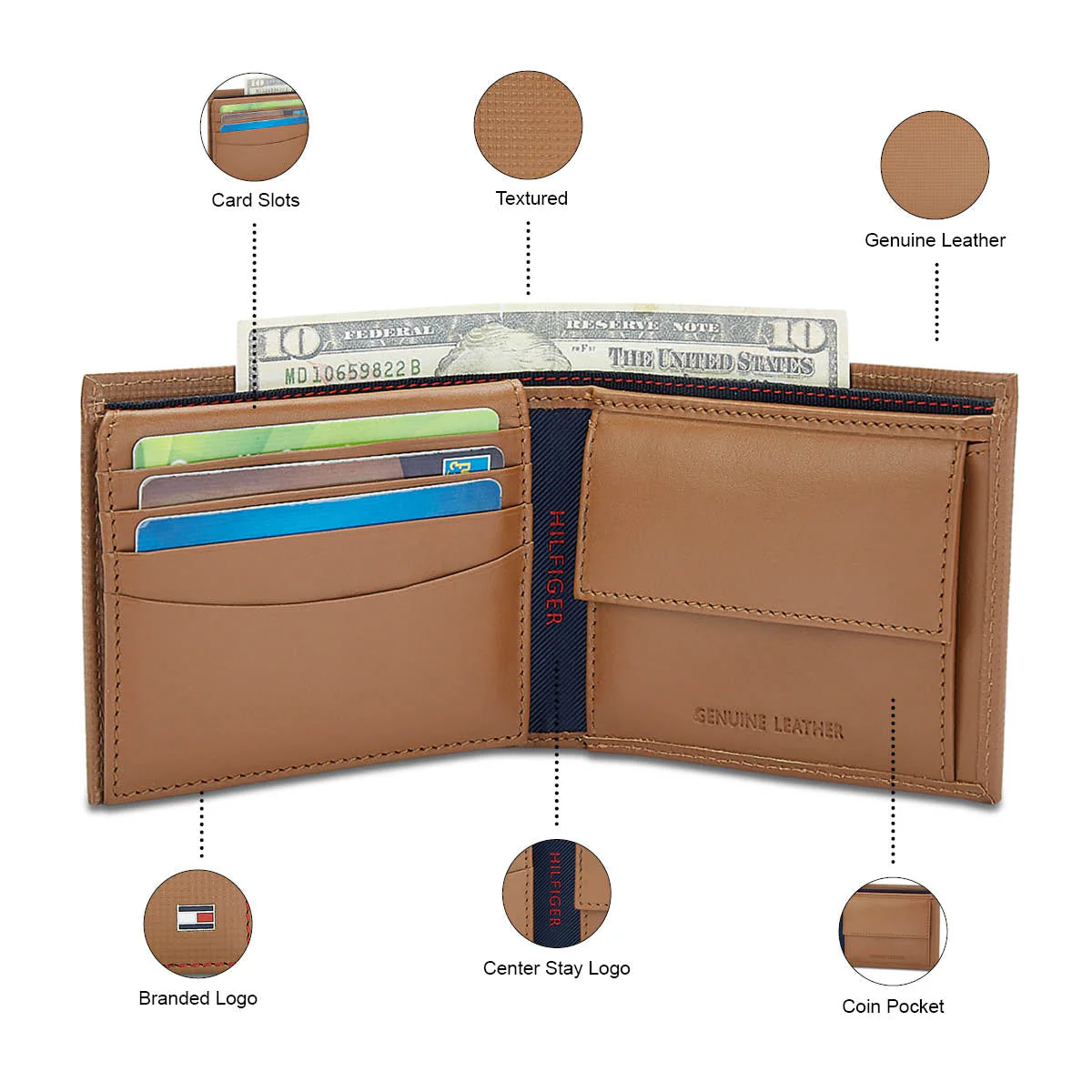 Tommy Hilfiger Romont Plus Men's slim fold Leather Global Coin Wallet-Navy - Image 11