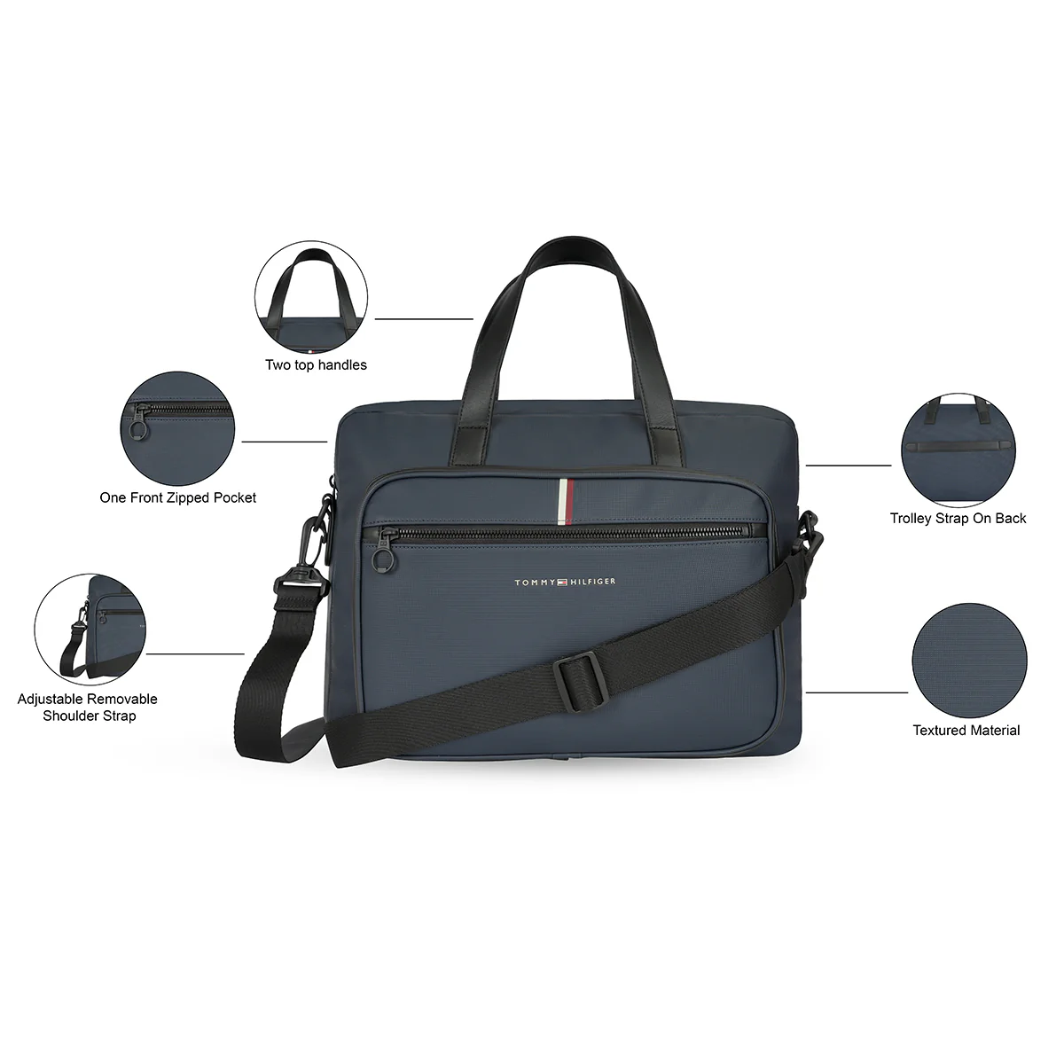 Tommy Hilfiger Premium Leather Line Silves Business Case Laptop Bag - Image 4