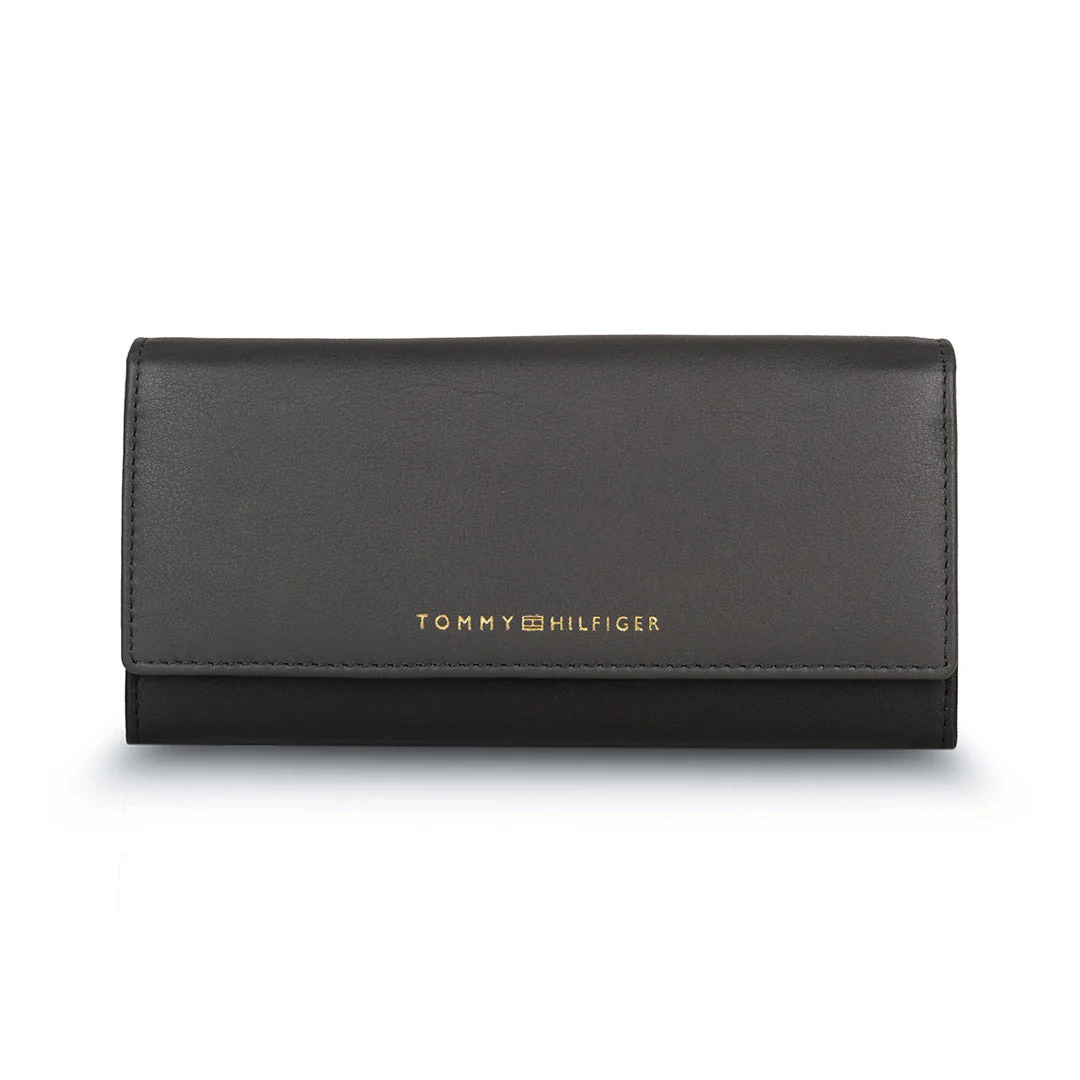 Tommy Hilfiger Taliyah Women's Leather Flap Wallet-Grey
