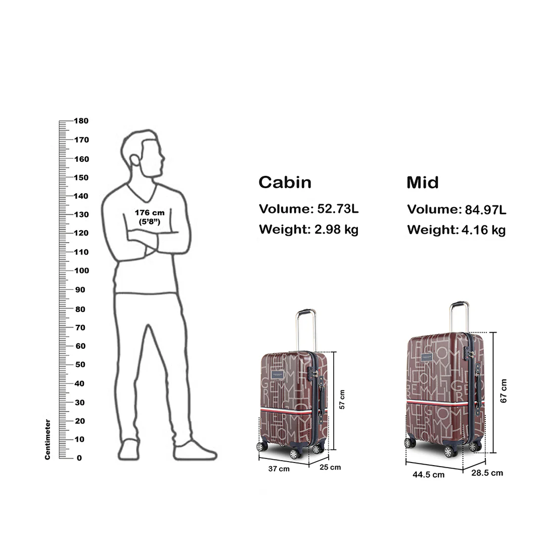 Tommy Hilfiger Twister Unisex Hard Luggage Set of 2 Brown (Cabin + Mid) - Image 2