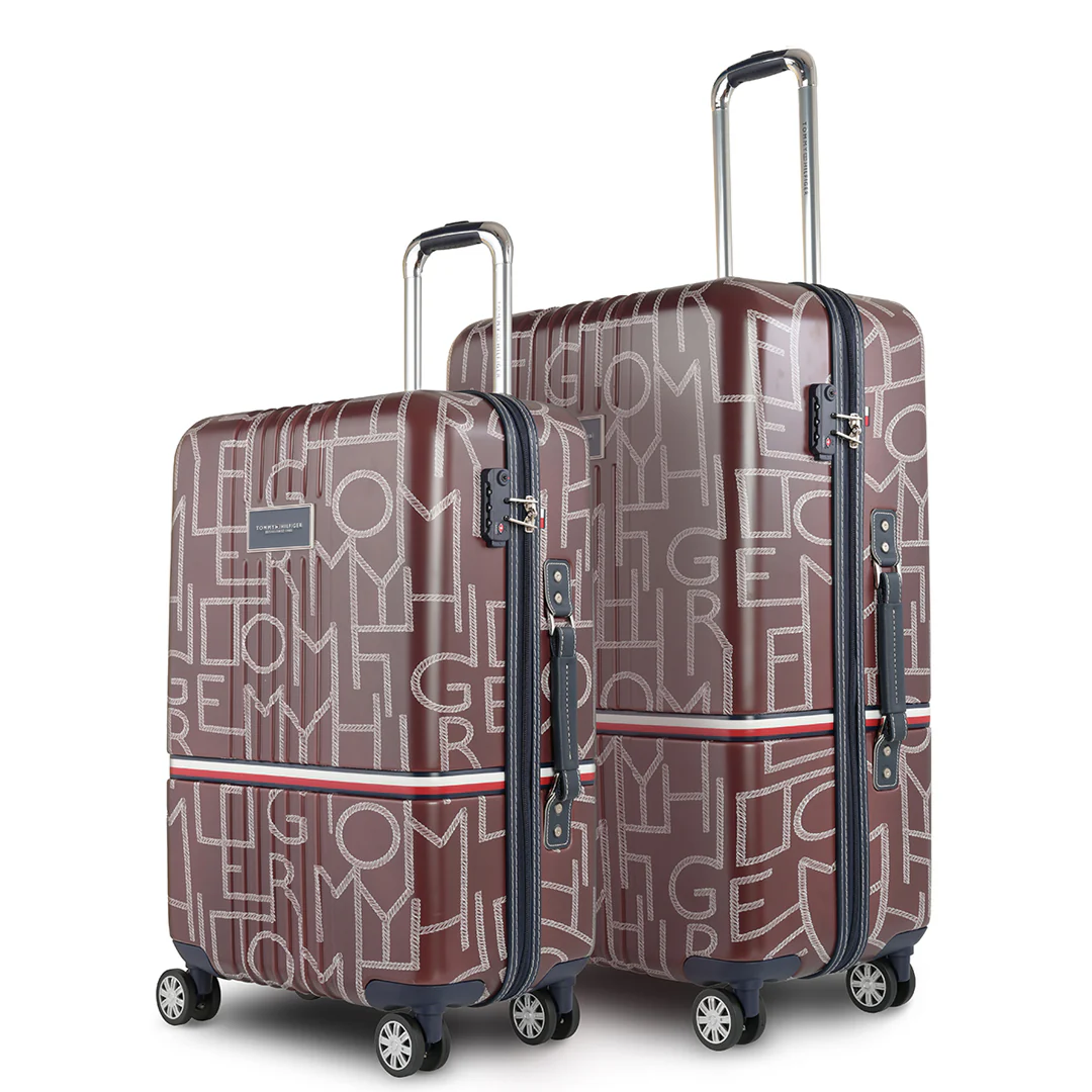 Tommy Hilfiger Twister Unisex Hard Luggage Set of 2 Brown (Mid + Cargo)