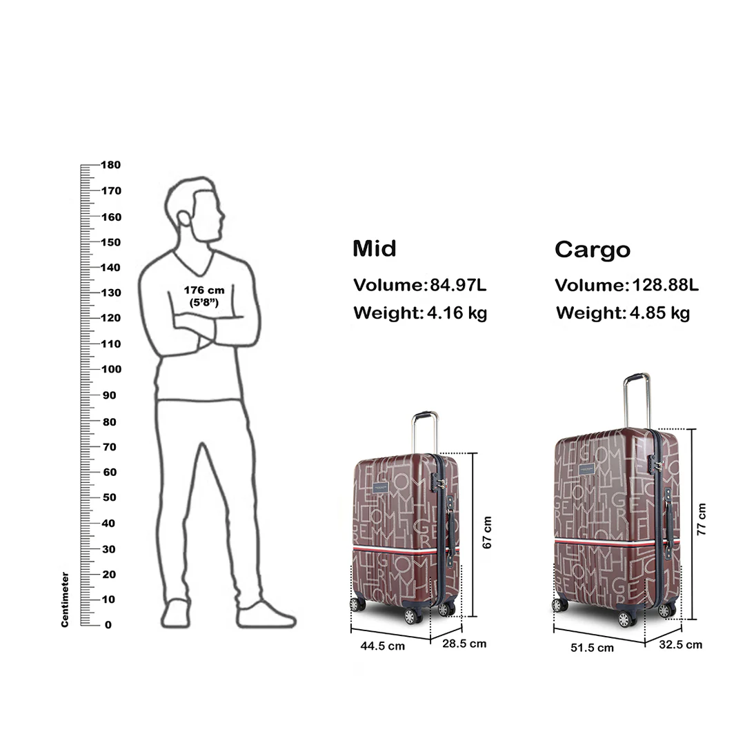 Tommy Hilfiger Twister Unisex Hard Luggage Set of 2 Brown (Mid + Cargo) - Image 2