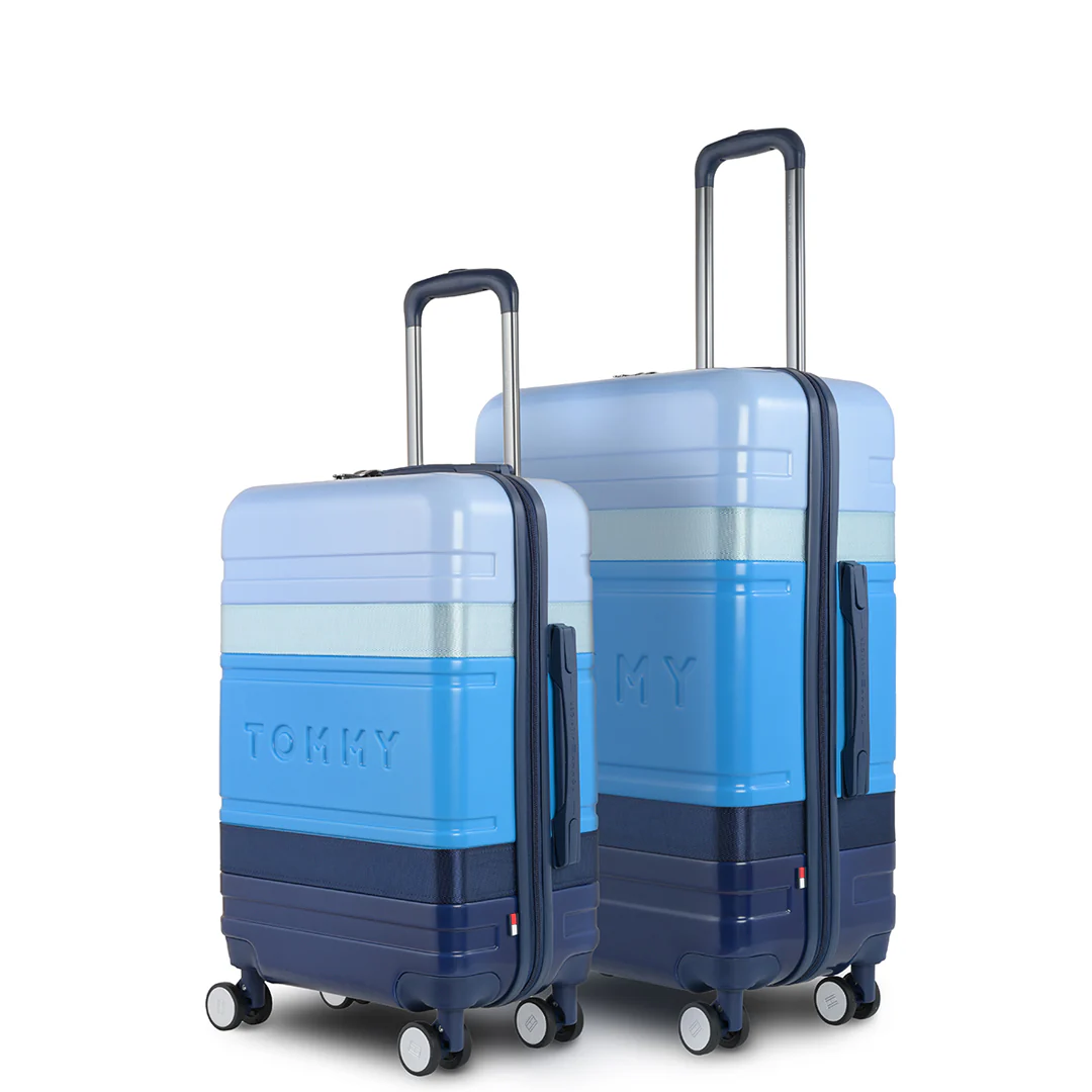 Tommy Hilfiger Unisex Triton Plus Hard Luggage Set of 2 Blue (Cabin & Mid)