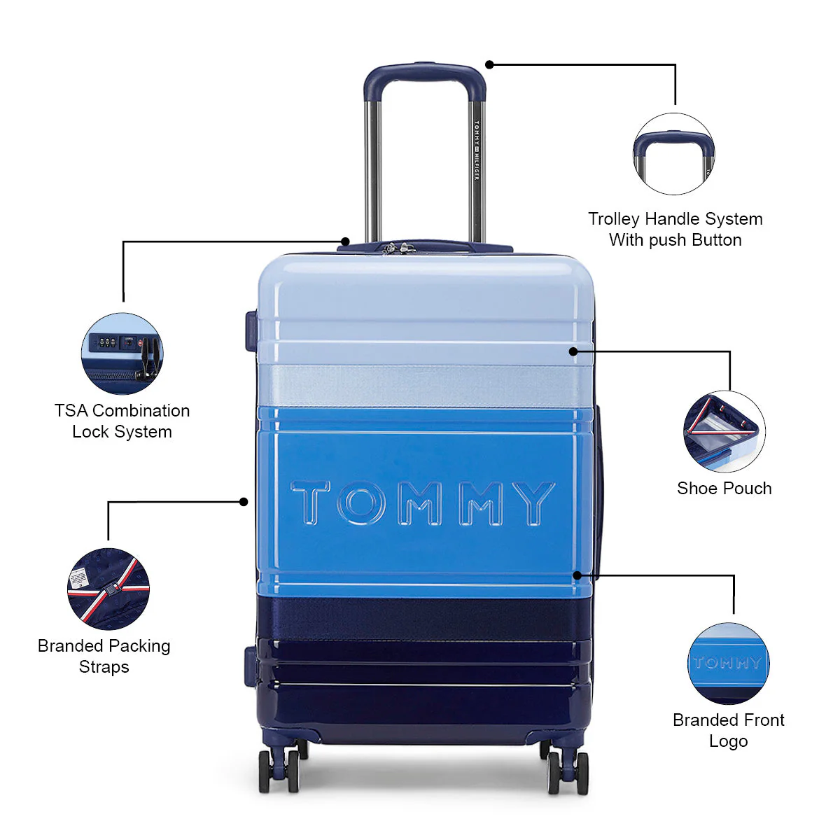 Tommy Hilfiger Unisex Triton Plus Hard Luggage Set of 2 Blue (Mid & Cargo) - Image 6