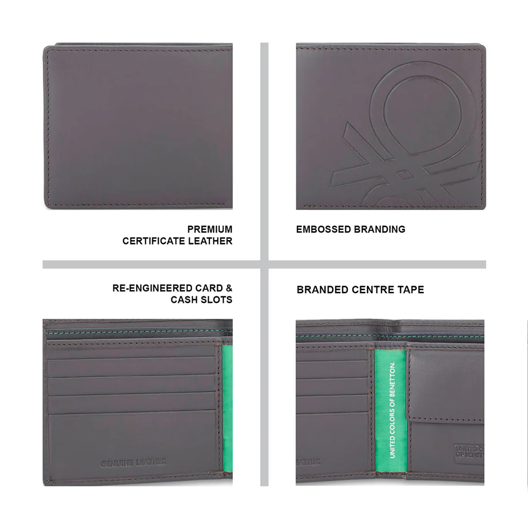 United Colors of Benetton Anzio Men's Leather Global Coin Wallet - Image 4
