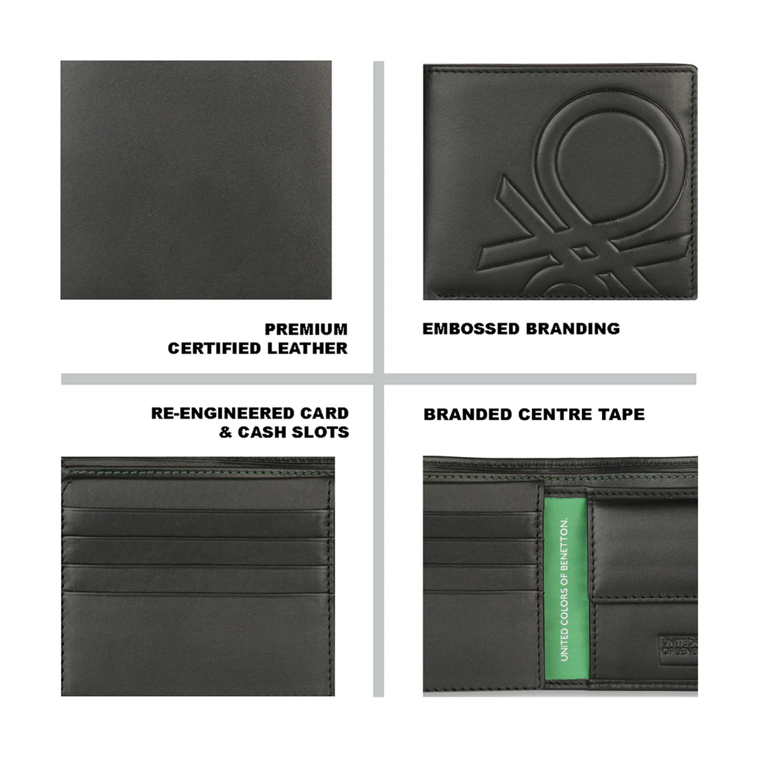 United Colors of Benetton Anzio Men's Leather Multi Card Coin Wallet - Image 4