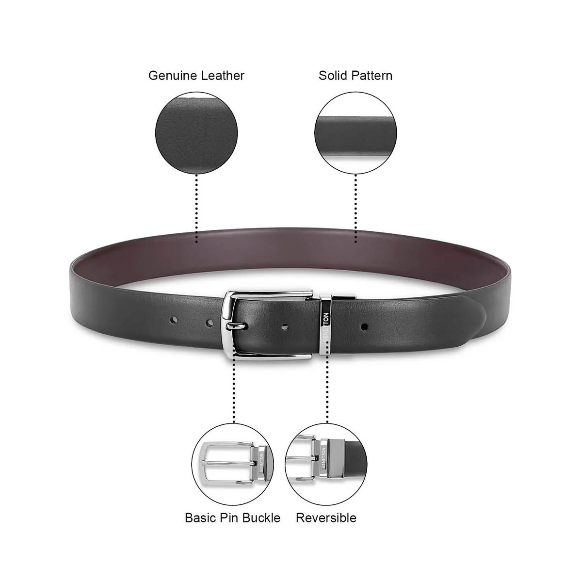 United Colors of Benetton Prescott Men's Leather Reversible Belt - Image 4