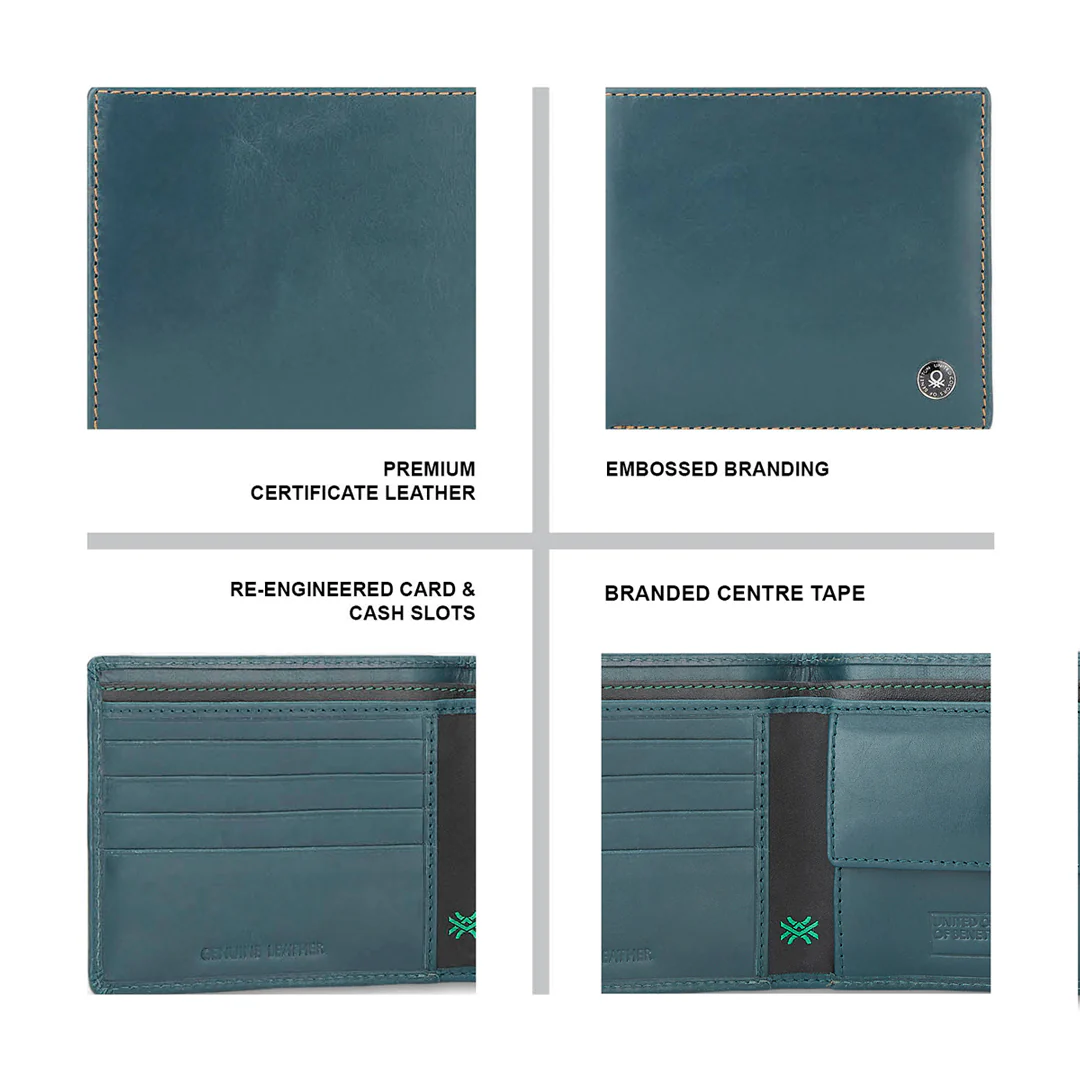 United Colors of Benetton Bron Men's Leather Global Coin Wallet - Image 4