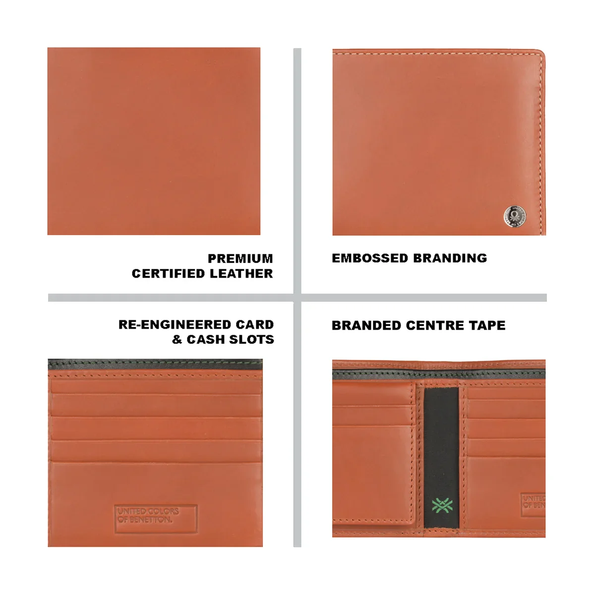 United Colors of Benetton Bron Men's Leather Passcase Wallet - Image 4