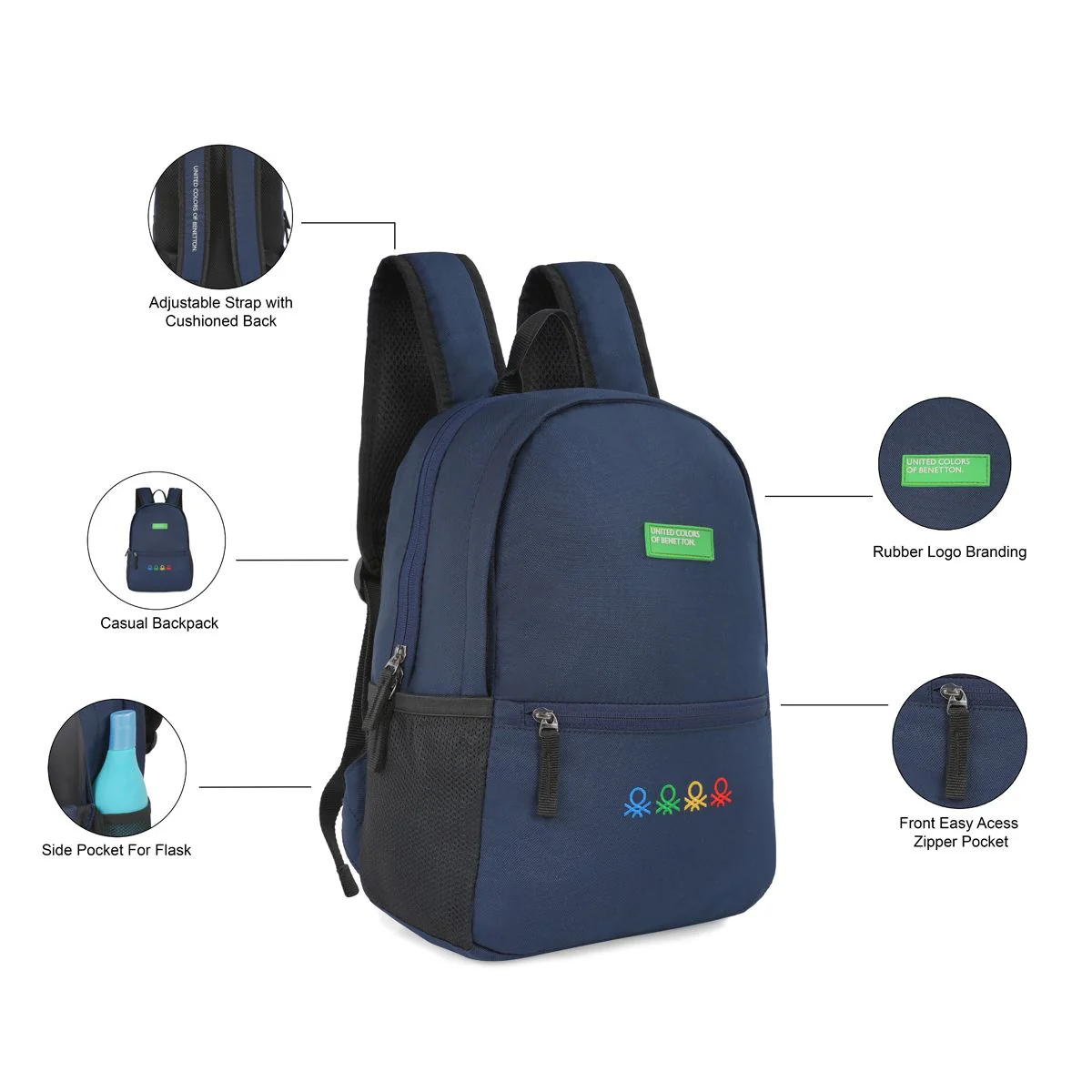 United Colors of Benetton Citron Laptop Backpack - Image 4