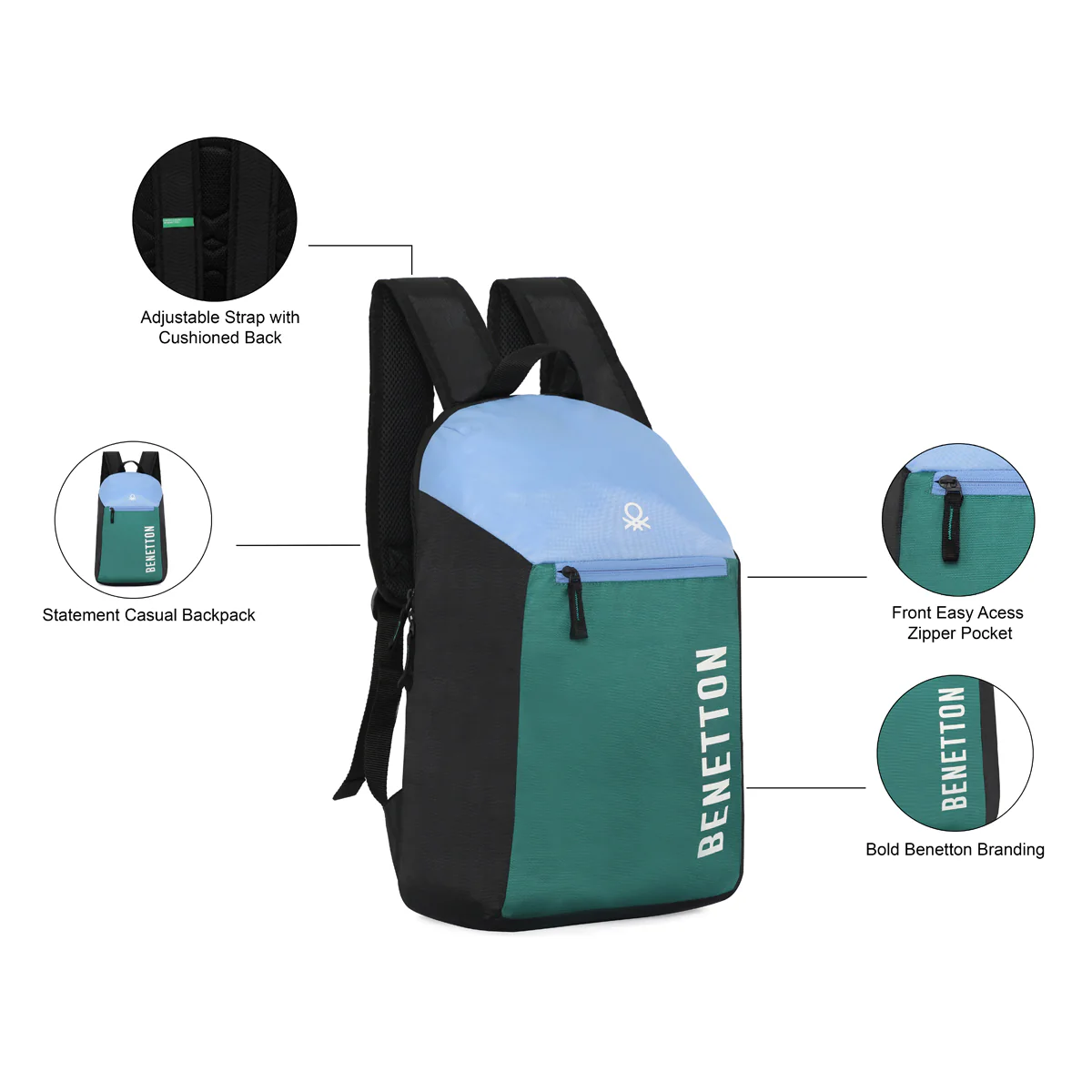 United Colors of Benetton Coronet Laptop Backpack - Image 4