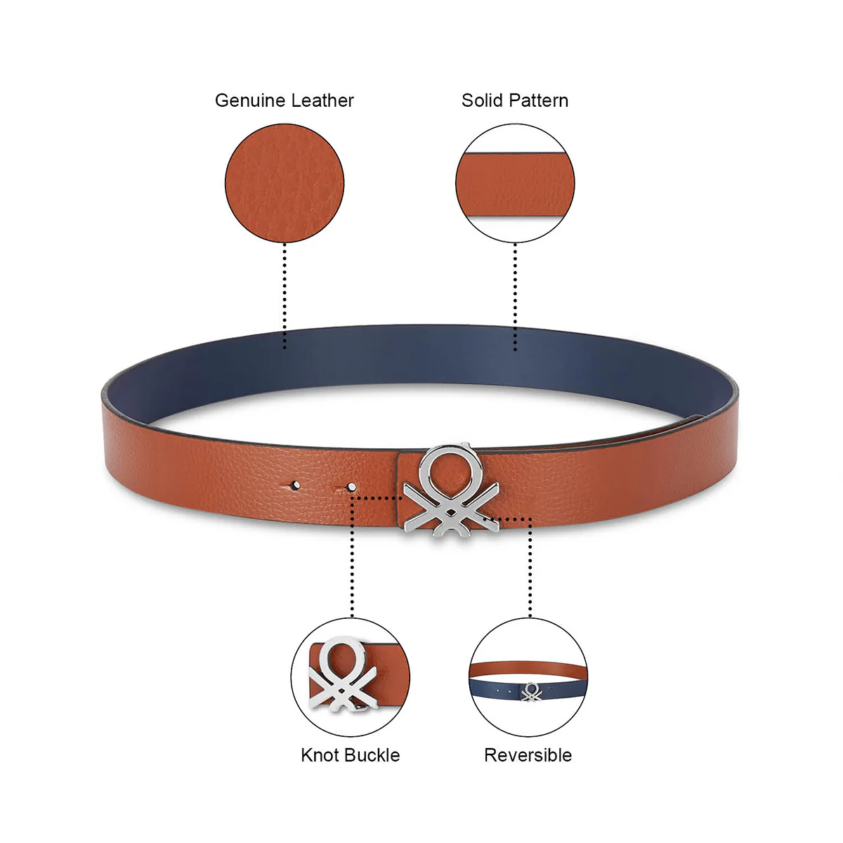 United Colors of Benetton Renardo Men's Leather Reversible Belt - Image 11