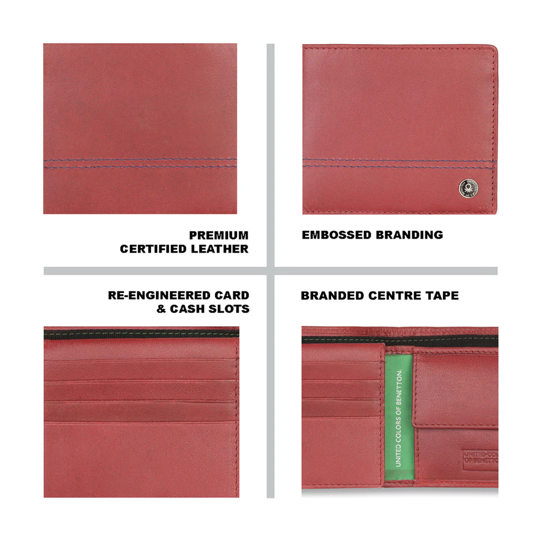 United Colors of Benetton Roque Men's Leather Multi Card Coin Wallet - Image 4