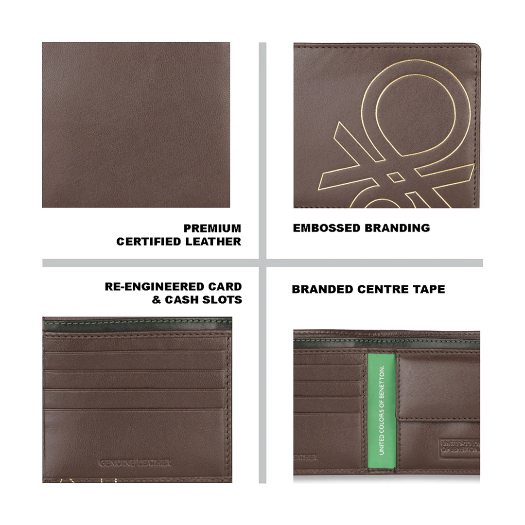 United Colors of Benetton Treviso Men's Leather Global Coin Wallet - Image 4