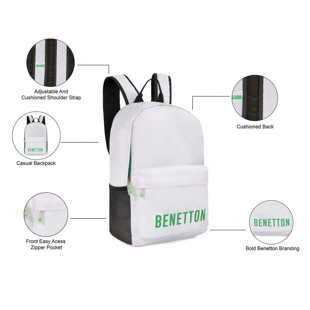 United Colors of Benetton Willow Laptop Backpack - Image 4
