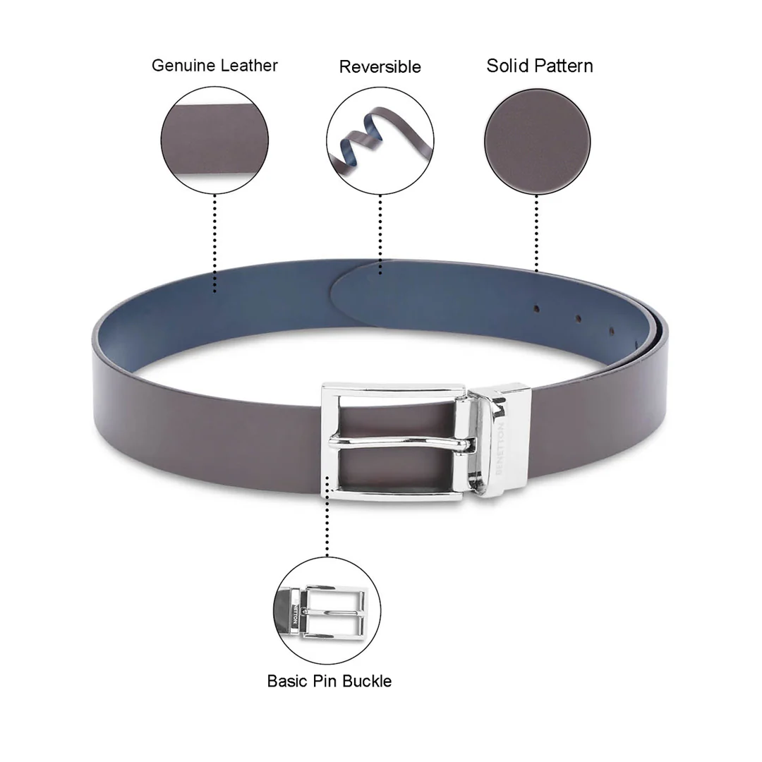 United Colors of Benetton Zayd Men's Leather Reversible Belt - Image 4