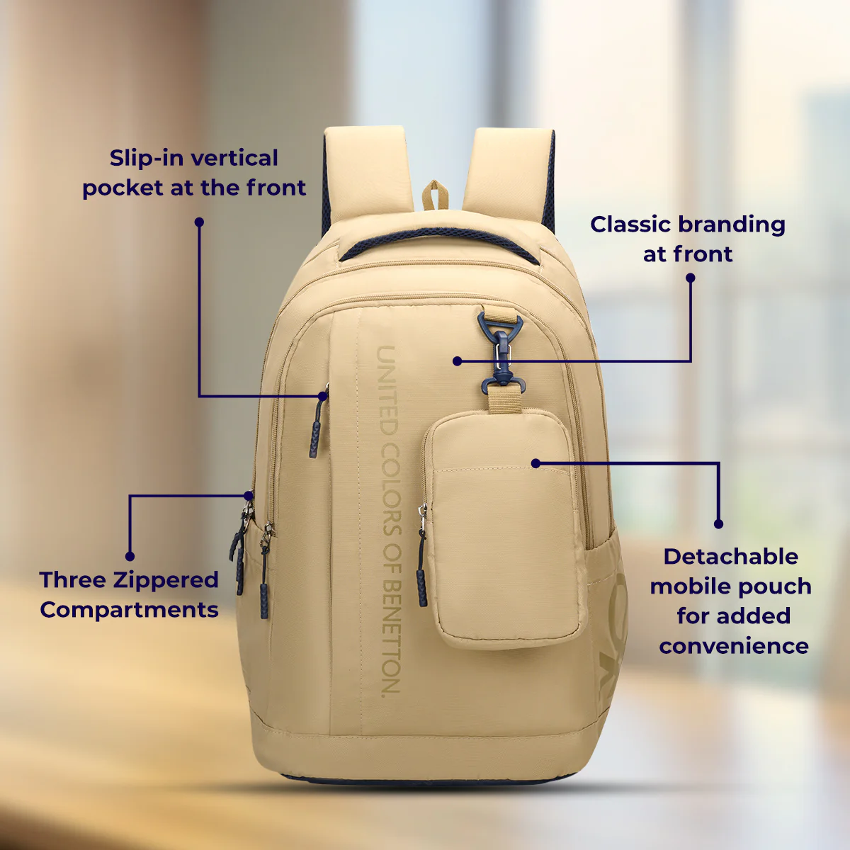 United Colors of Benetton Apex Laptop Backpack - Image 4