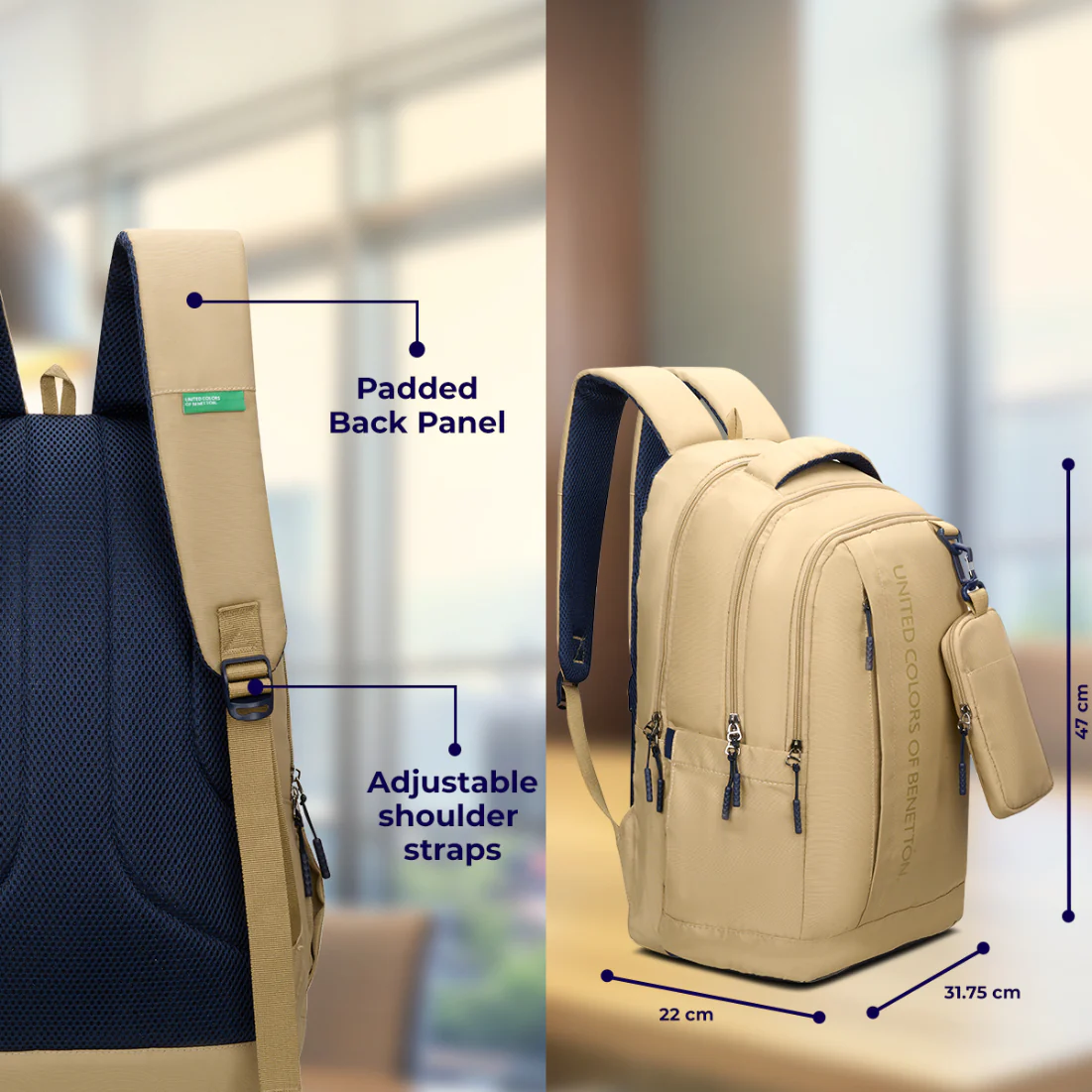 United Colors of Benetton Apex Laptop Backpack - Image 6