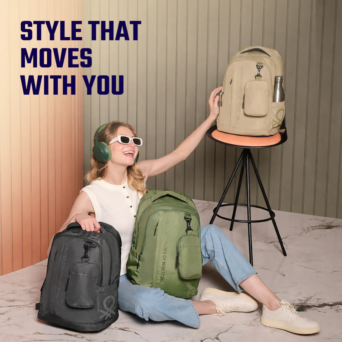 United Colors of Benetton Apex Laptop Backpack - Image 7
