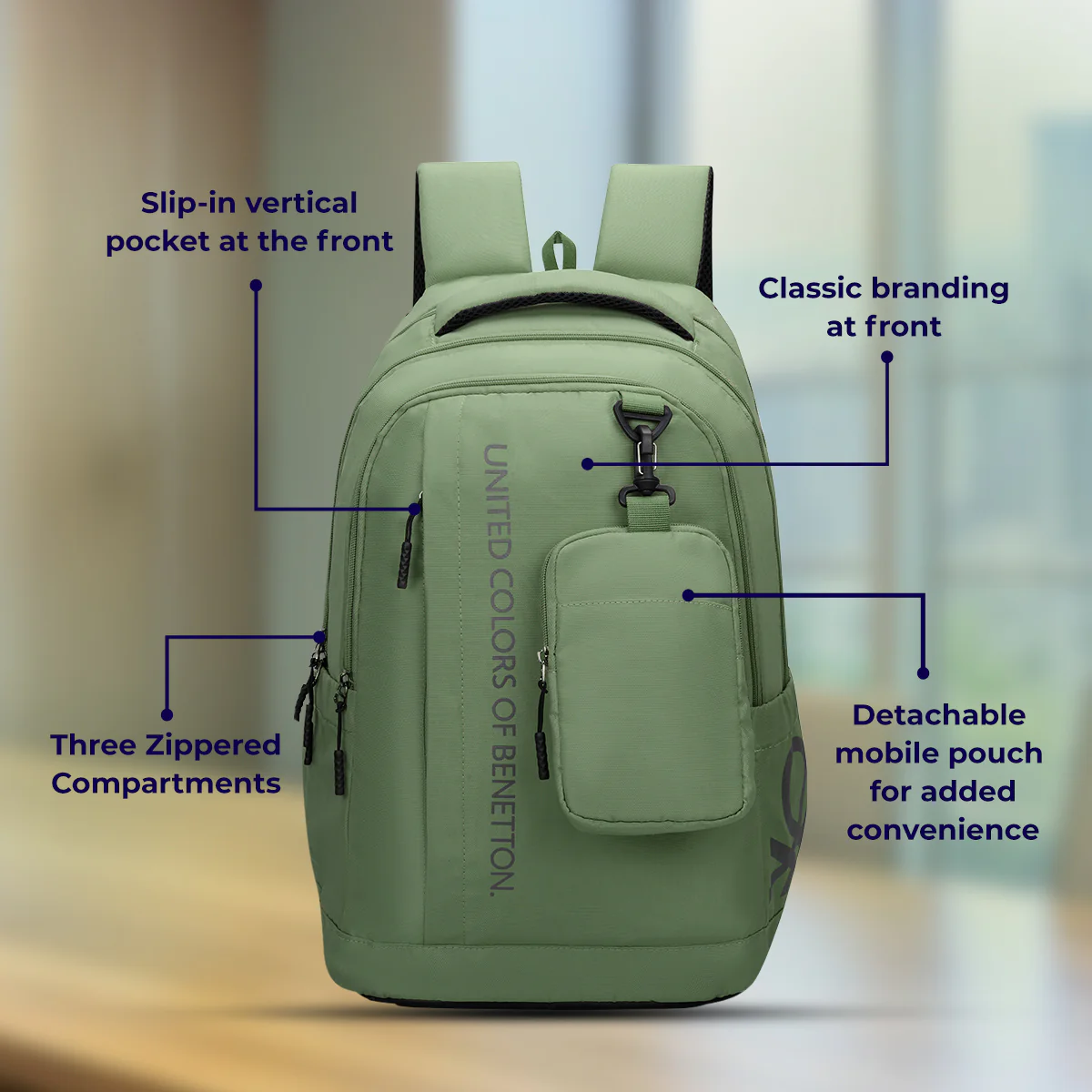 United Colors of Benetton Apex Laptop Backpack - Image 4