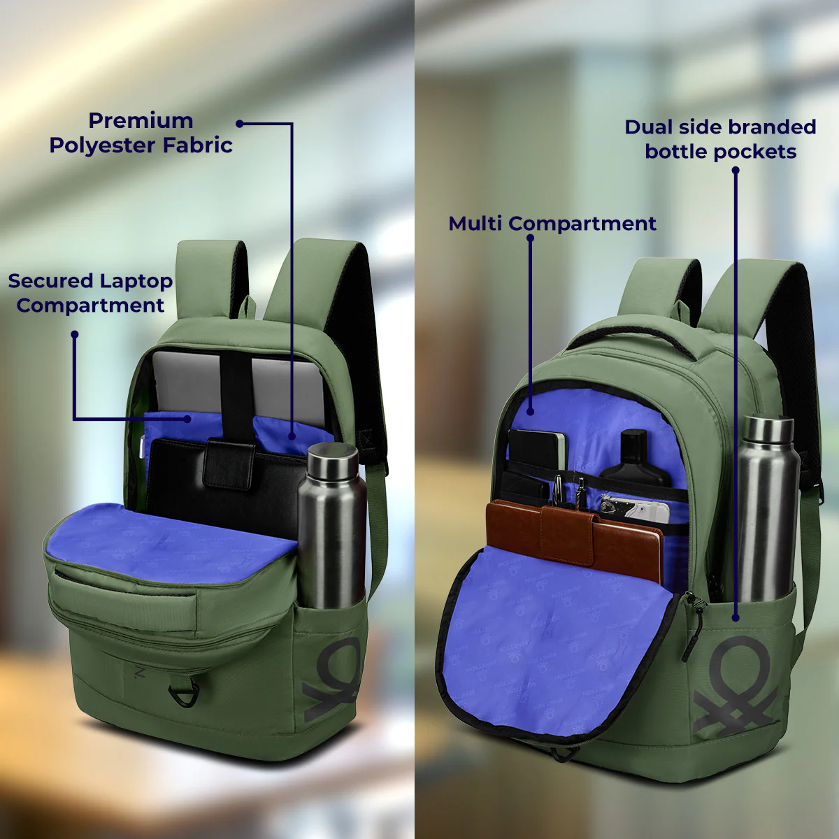 United Colors of Benetton Apex Laptop Backpack - Image 5