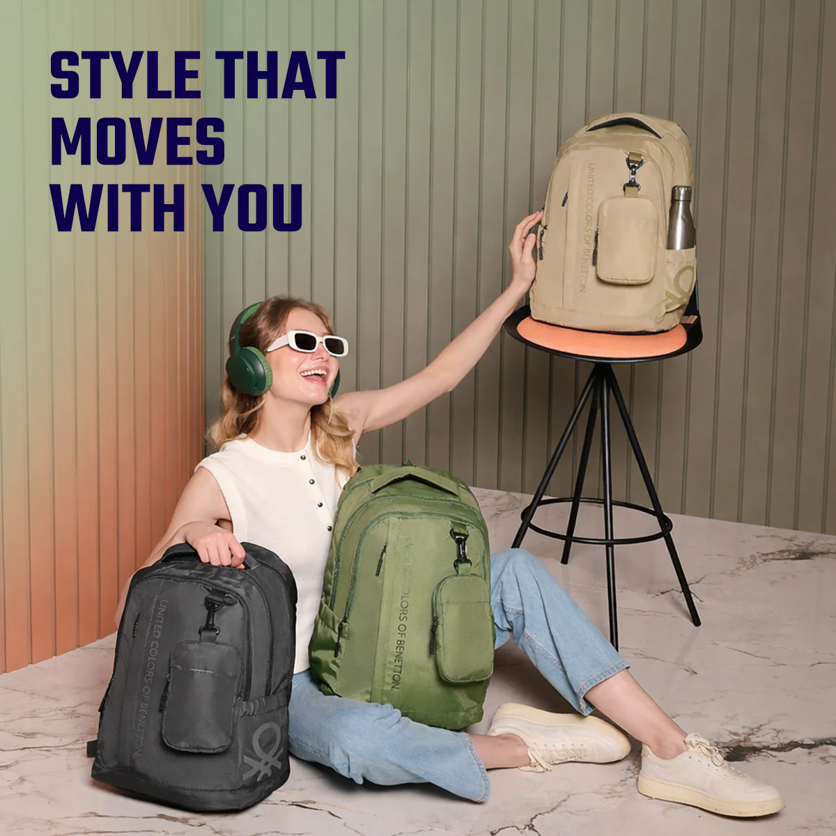 United Colors of Benetton Apex Laptop Backpack - Image 7
