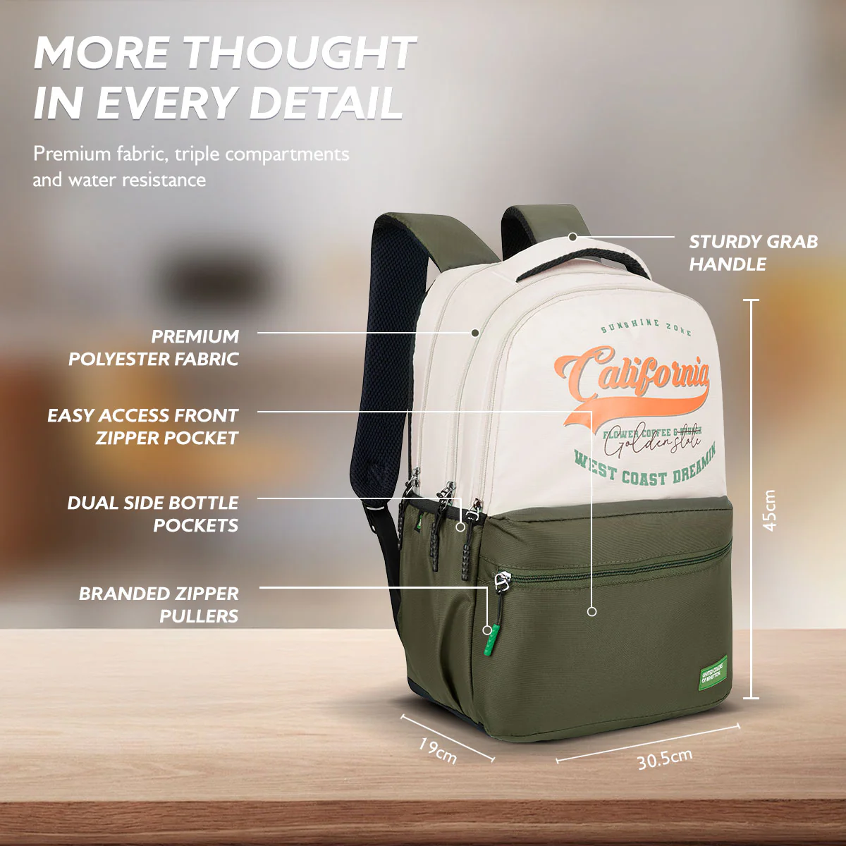 United Colors of Benetton Calafia Non Laptop Backpack - Image 4