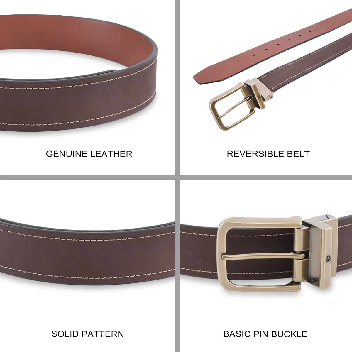 United Colors of Benetton Coats Men's Reversible Belt - Image 4