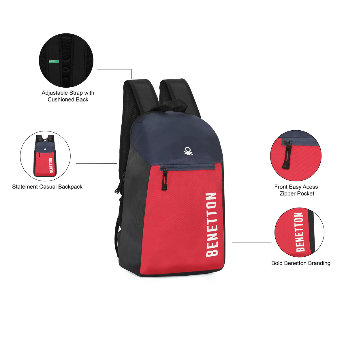 United Colors of Benetton Coronet Laptop Backpack - Image 3