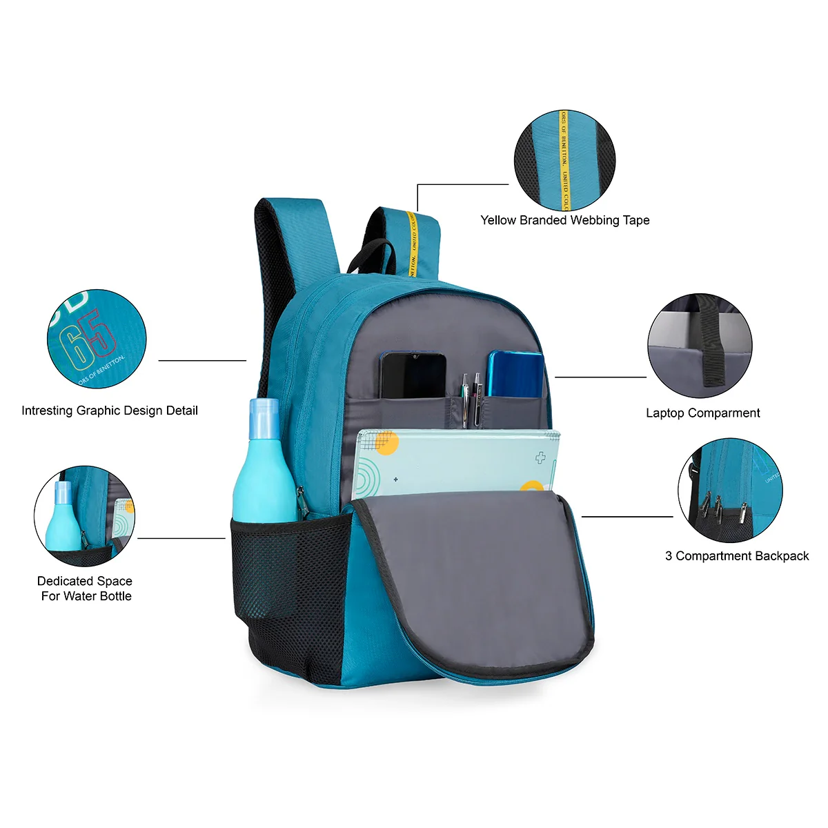 United Colors of Benetton Cosenza Laptop Backpack - Image 7