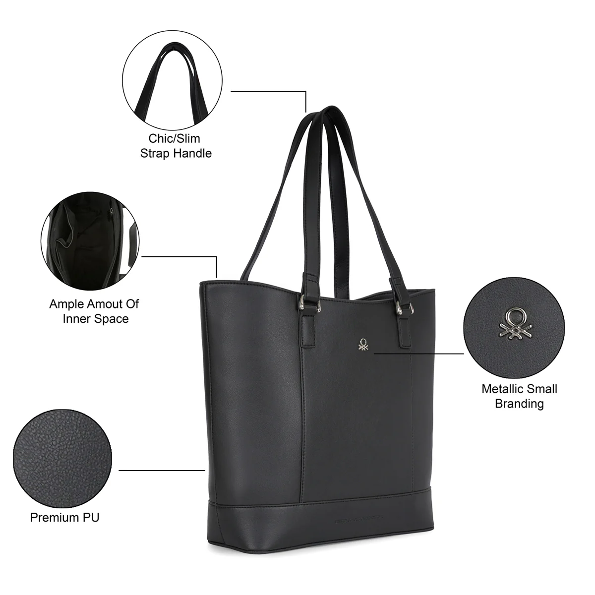 United Colors of Benetton Delphine Women's PU Tote - Image 4
