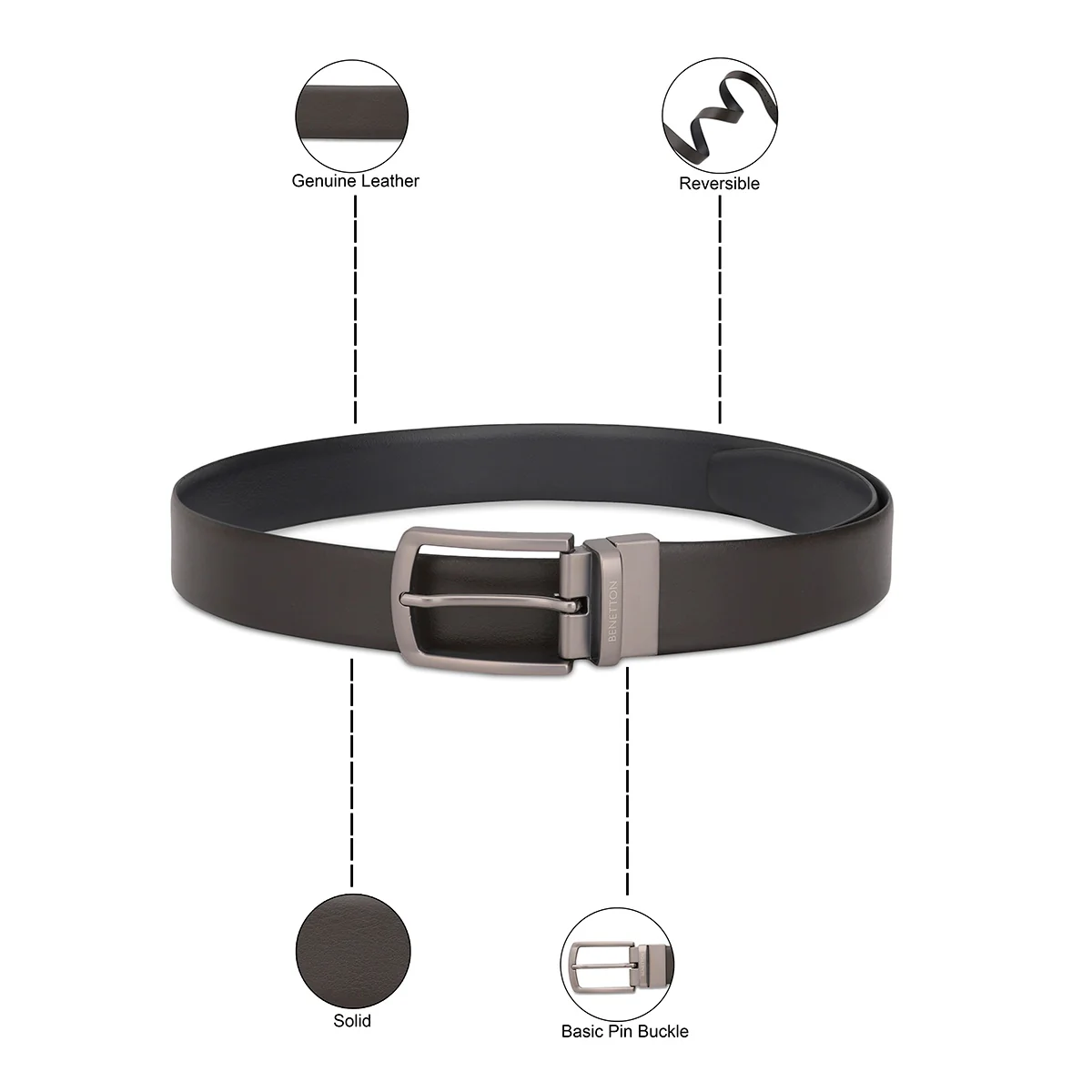 United Colors of Benetton Falsone Reversible Belt - Image 8