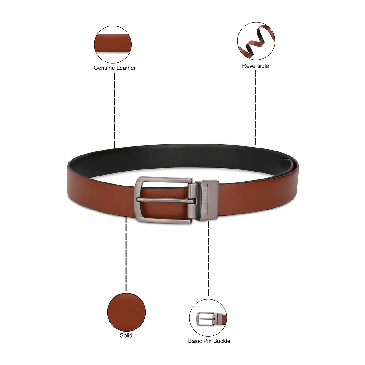 United Colors of Benetton Falsone Reversible Belt - Image 8