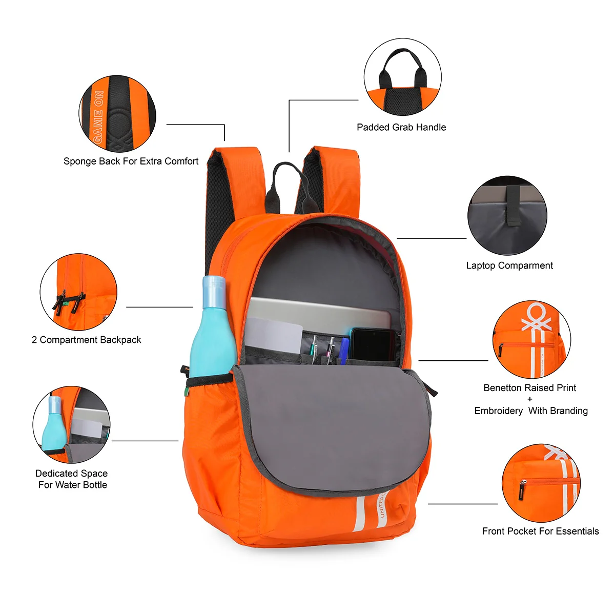 United Colors of Benetton Fiesco Laptop Backpack - Image 7