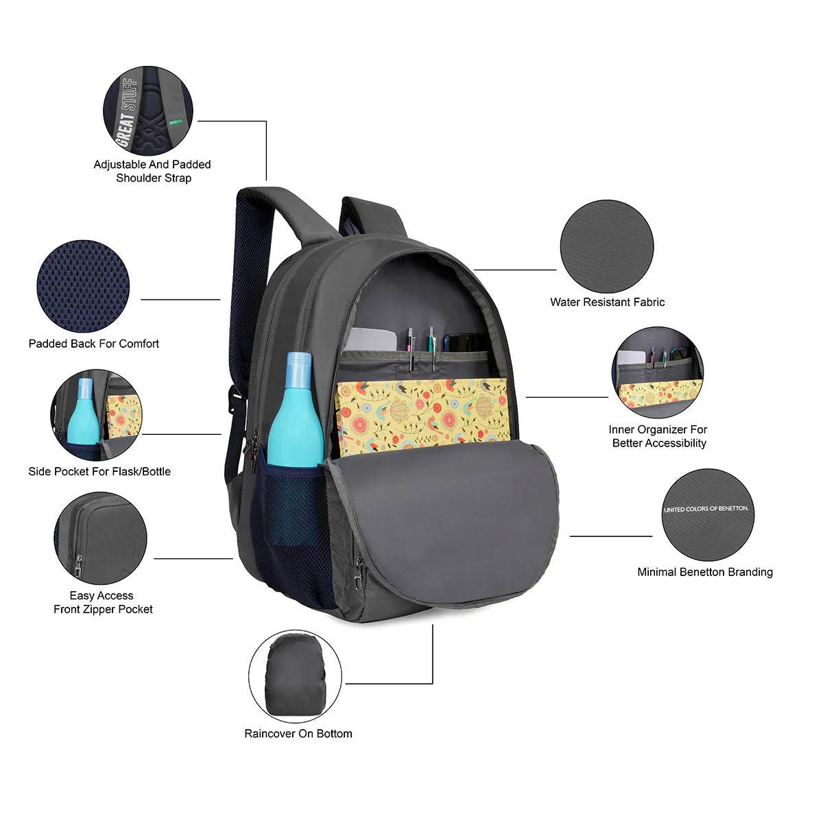 United Colors of Benetton Filago Back to School Backpack - Image 4