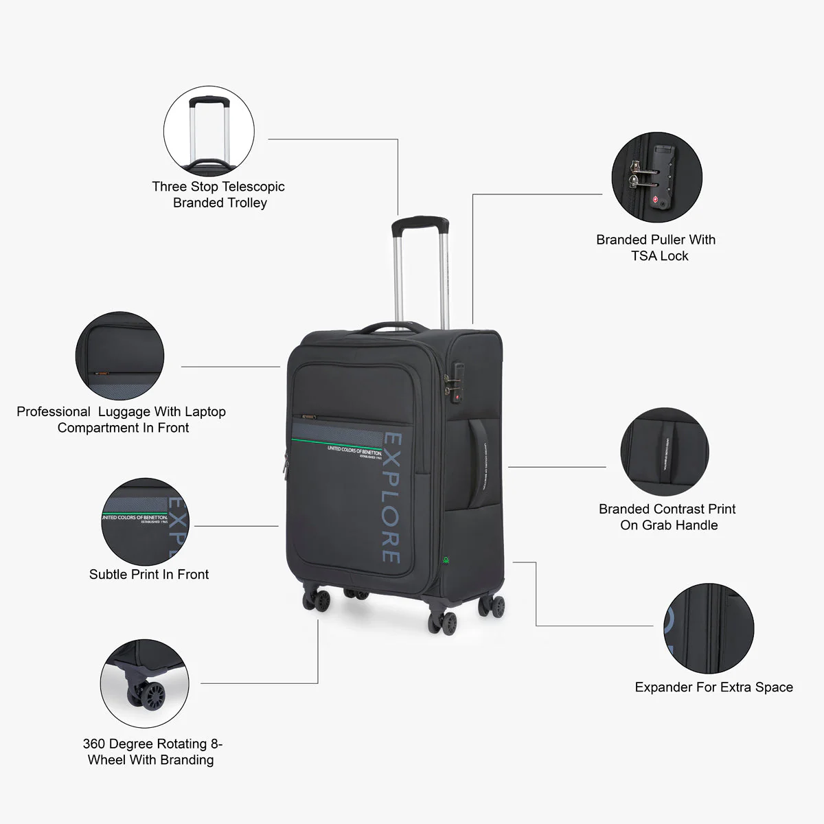 United Colors of Benetton Garret Soft Luggage - Image 14