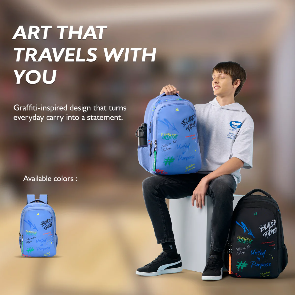 United Colors of Benetton Graffiti Non Laptop Backpack - Image 7