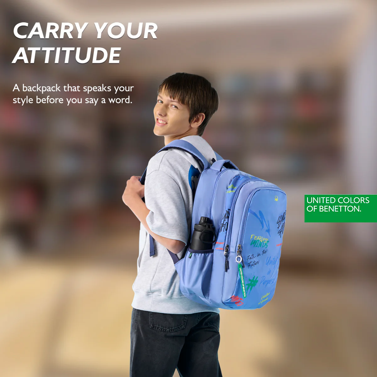 United Colors of Benetton Graffiti Non Laptop Backpack - Image 3