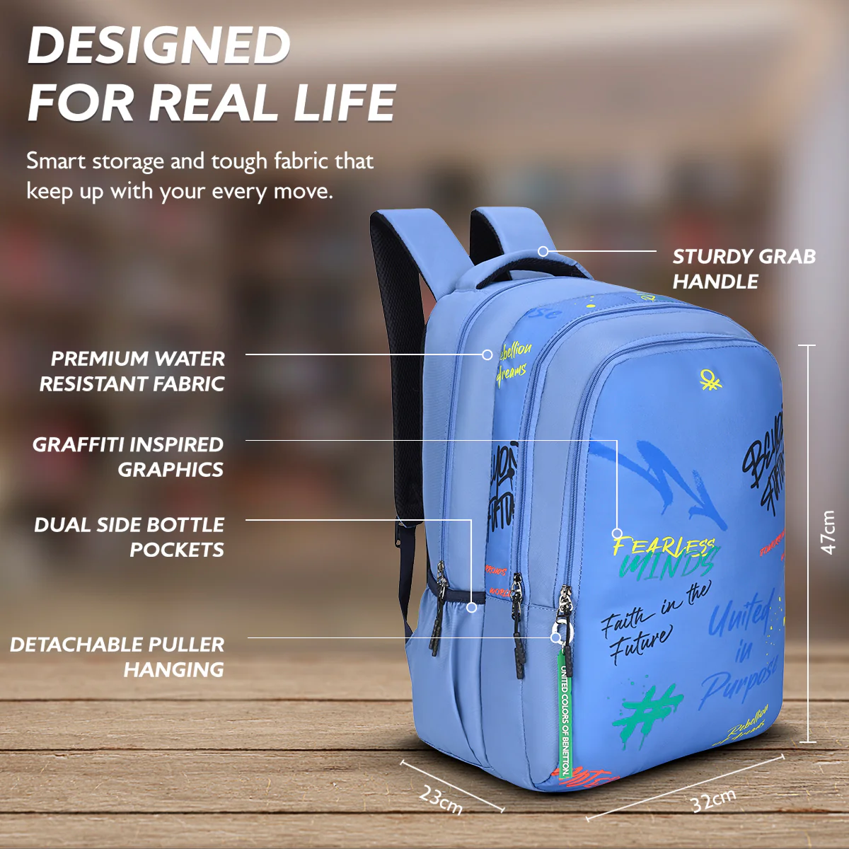 United Colors of Benetton Graffiti Non Laptop Backpack - Image 5