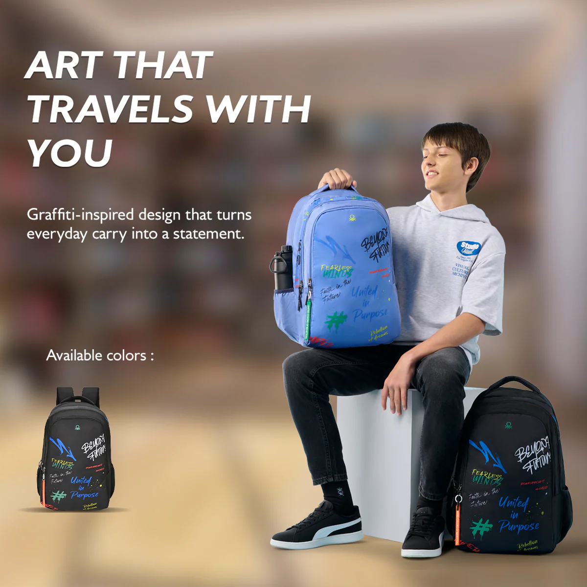United Colors of Benetton Graffiti Non Laptop Backpack - Image 7