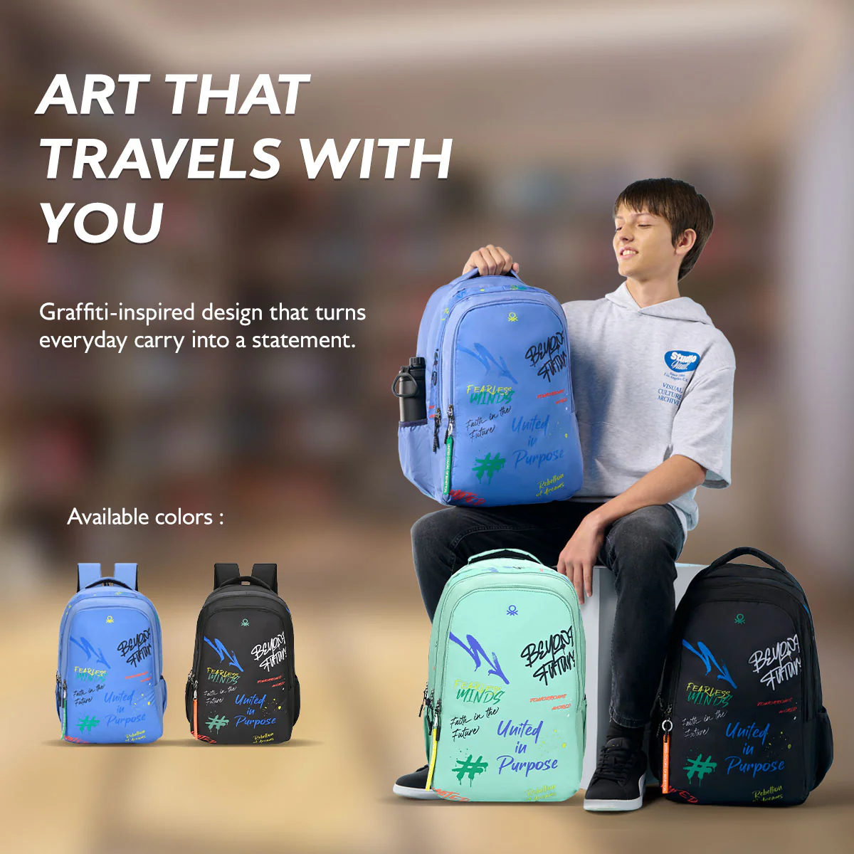 United Colors of Benetton Graffiti Non Laptop Backpack - Image 6