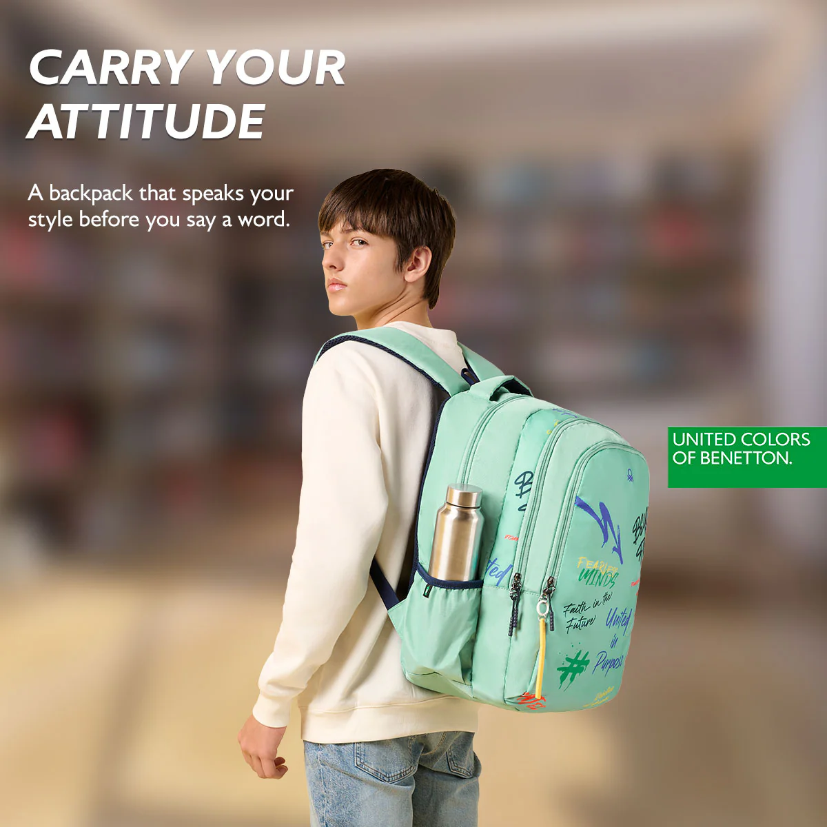 United Colors of Benetton Graffiti Non Laptop Backpack - Image 7