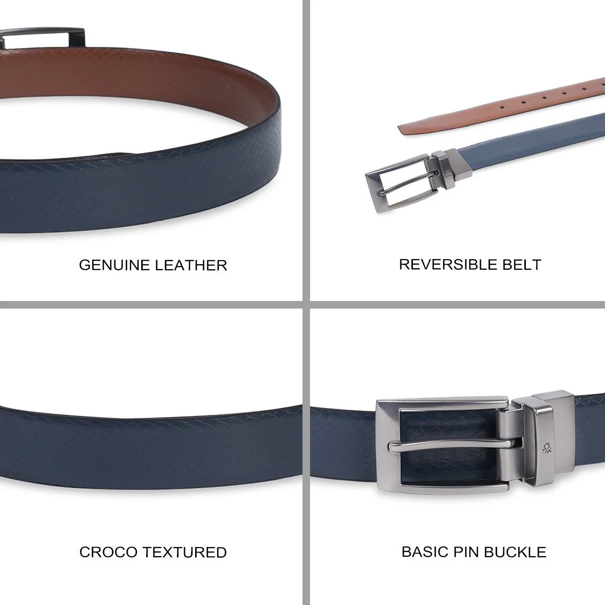 United Colors of Benetton Grave Men's Reversible Belt - Image 4